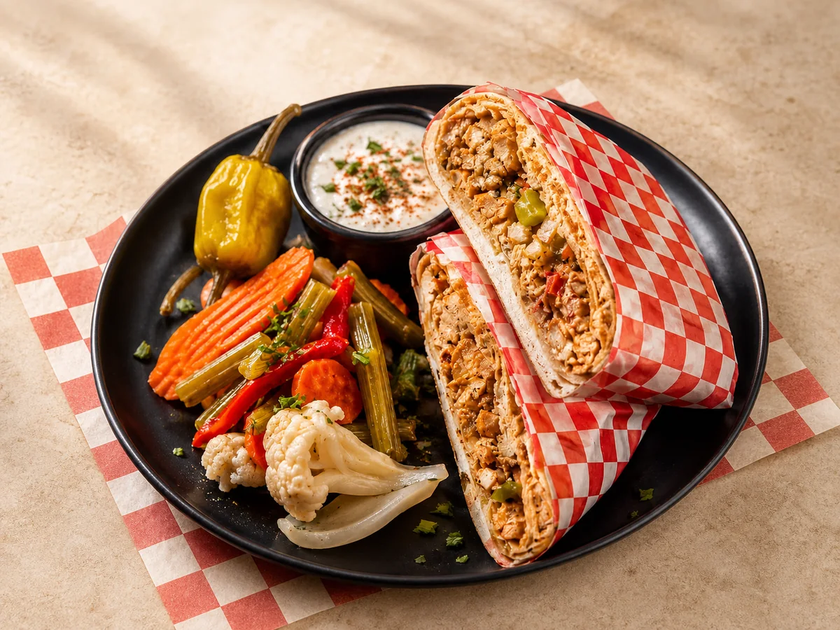 Chicken shawarma; serving suggestion